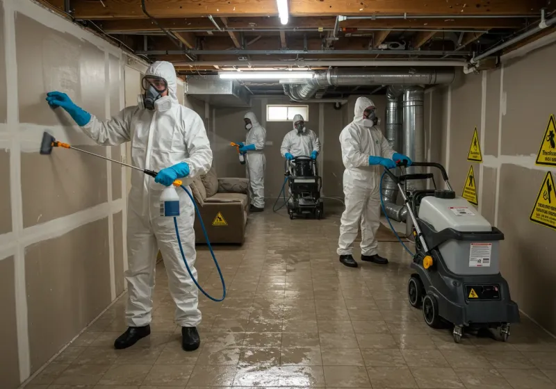 Basement Moisture Removal and Structural Drying process in Camden, NC